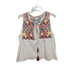 Free People Lohri Top Size Medium sleeveless crop tasseled boho
